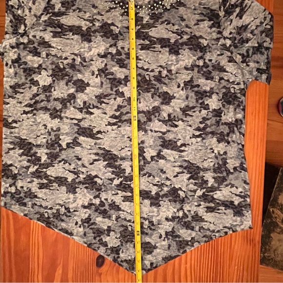 Ruby Rd Denim Blue Camo Print Studded Top 3X - Picture 8 of 14